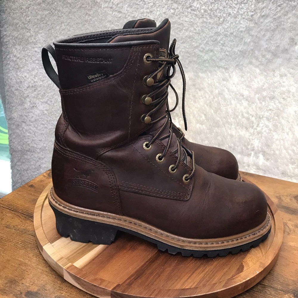 Irish Setter Mesabi 8-Inch Waterproof Logger Boots Womens 8D Leather Heavy Duty